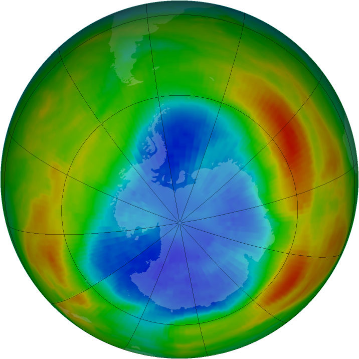 Antarctic ozone map for 16 September 1983